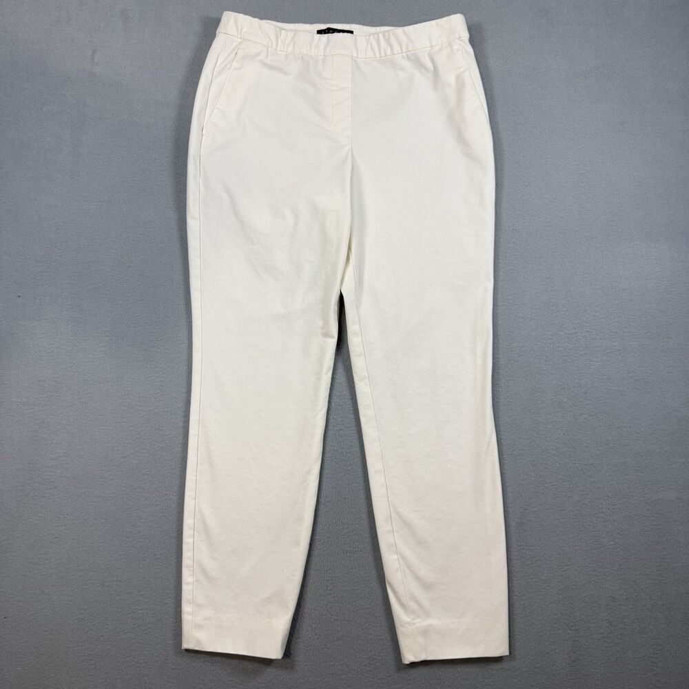 Theory Women’s Size 4 White Pull-On Stretch Pants Made in USA Skinny Ankle